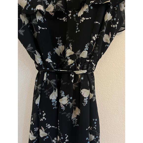 City Chic Floral V-Neck Midi Dress Womens 18 Whimsigoth Fairy Cottagecore Black - Picture 11 of 16